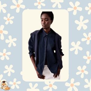 Banana Republic Factory Oversized Cotton Shirt, Crescent Navy, Sz Med